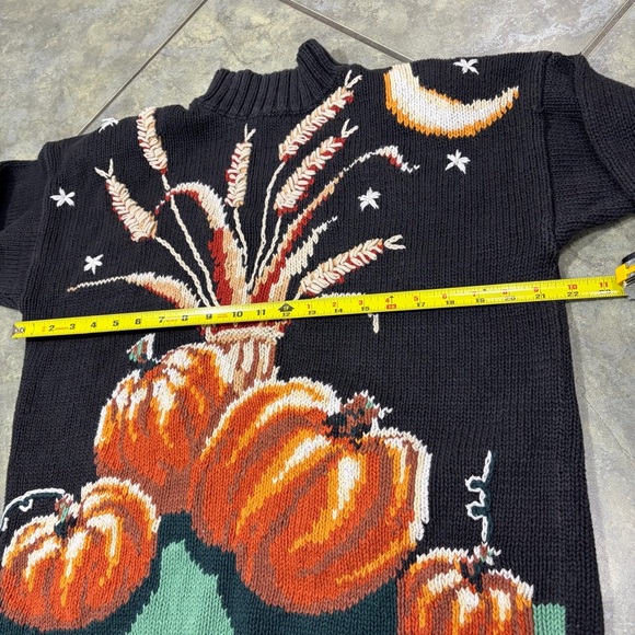 Vtg Halloween Pumpkin Harvest Embroidered Sweater M Grandma RARE Premimum Boho - Picture 5 of 8